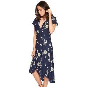Free People Lost In You Floral Midi Navy Dress